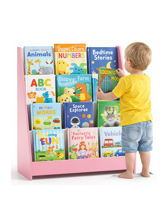 Wooden Floor Bookcase Pink 80x30x88cm