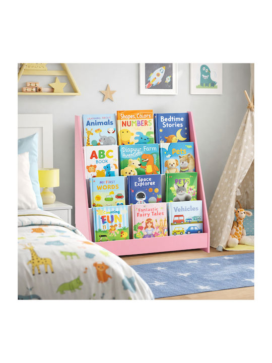 Wooden Floor Bookcase Pink 80x30x88cm