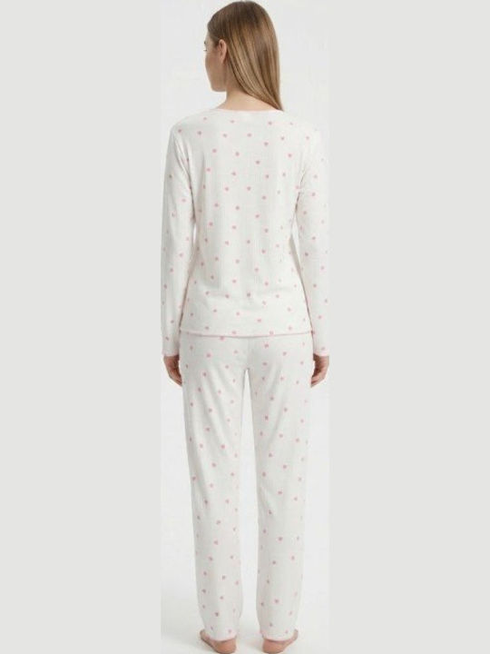 Soccus Set Pijamale Dama Bumbac Iarnă Alb