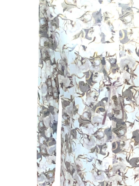 Nina Club Winter Women's Nightgown Gray Floral