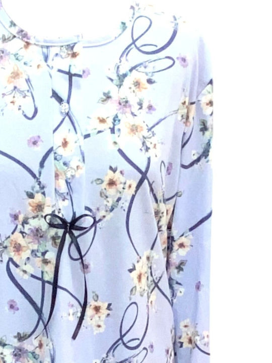 Nina Club Winter Women's Nightgown Sky Blue Floral