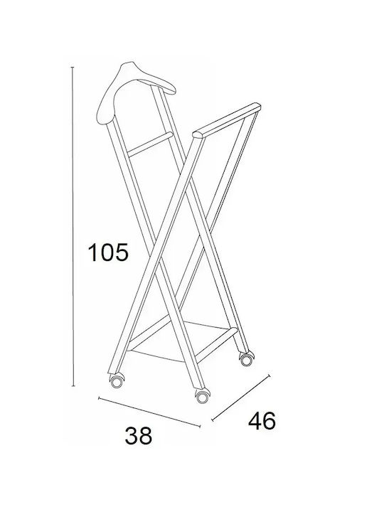 Arredamenti Italia Telescopic Wooden Floor Garment Rack from Wood Brown 38cm