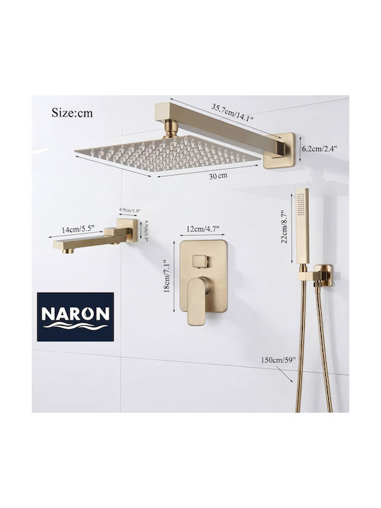 Naron Built-In Mixer Mouthpiece Telephone & Shower Head Set for Shower 3 Exits