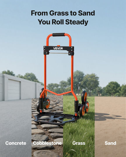 Vevor Collapsible Transport Trolley for Load Weight up to 54kg in Gray Color