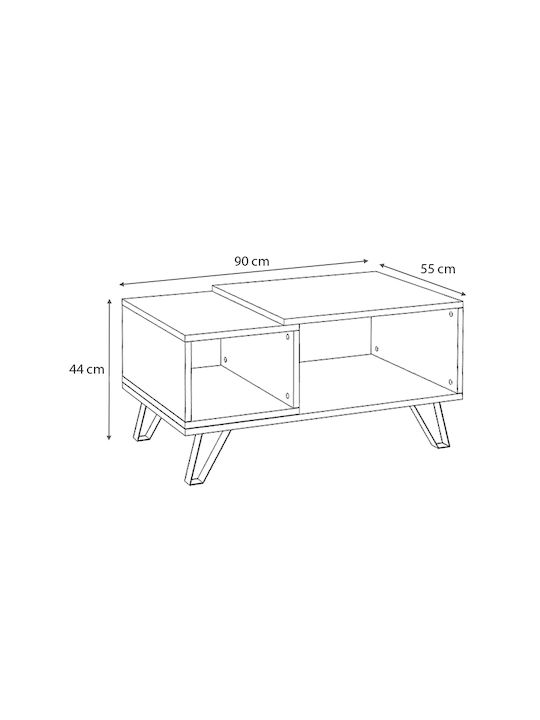 Rectangular Central Coffee Table Don Wooden Walnut W90xL55xH44cm