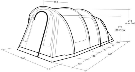 Outwell Camping Tent Tunnel 4 Seasons 71x37cm