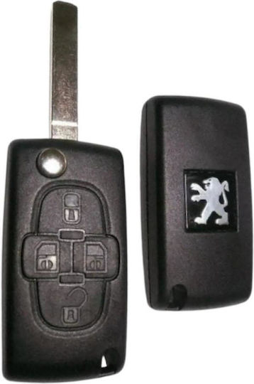 Foldable Car Key Shell with Blade with 4 Buttons Type for Peugeot