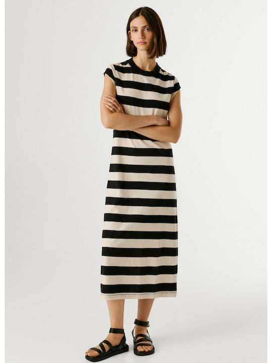 Summer Midi Dress with Tearing Black
