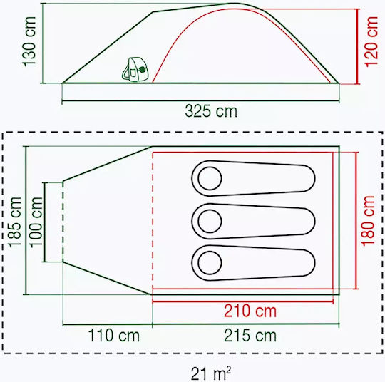 Coleman Camping Tent Igloo Black 4 Seasons for 3 People