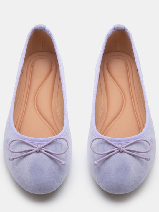 Damen Ballerinas Spitz zulaufend in Lila Farbe