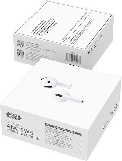 XO T7 Earbud Bluetooth Handsfree Ακουστικά με Θήκη Φόρτισης Λευκά
