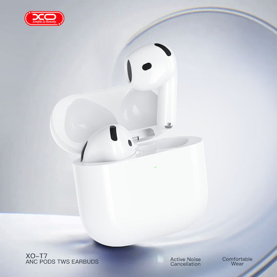 XO T7 Earbud Bluetooth Handsfree Ακουστικά με Θήκη Φόρτισης Λευκά