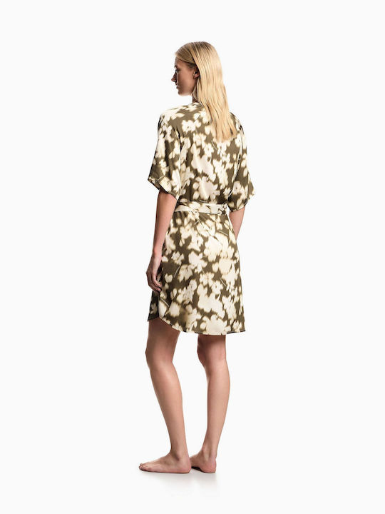 Emporio Armani Damenkaftan Für Strand Dark Olive Hazy Floral
