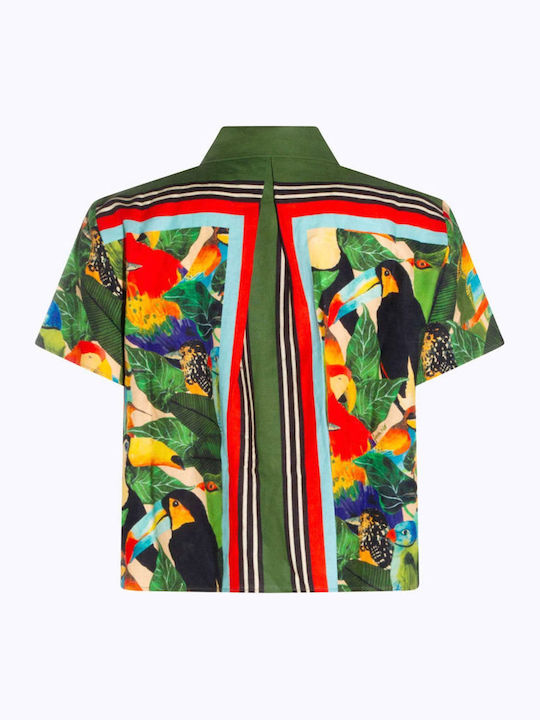 Short Sleeve Women's Linen Shirt Multicolour