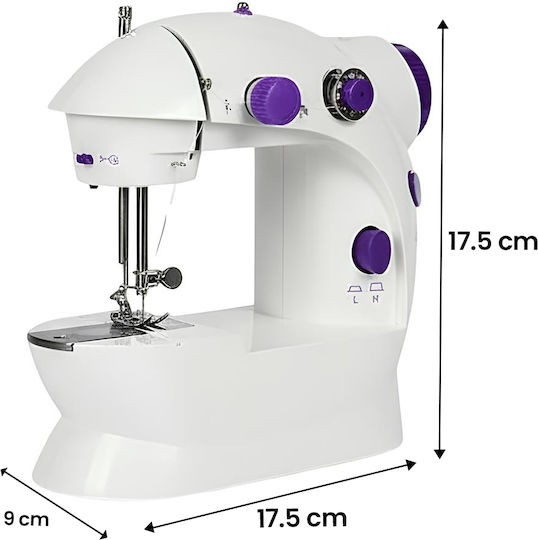 Avizar Mini Electric Sewing Machine Adjustable Speed Led Lighting White