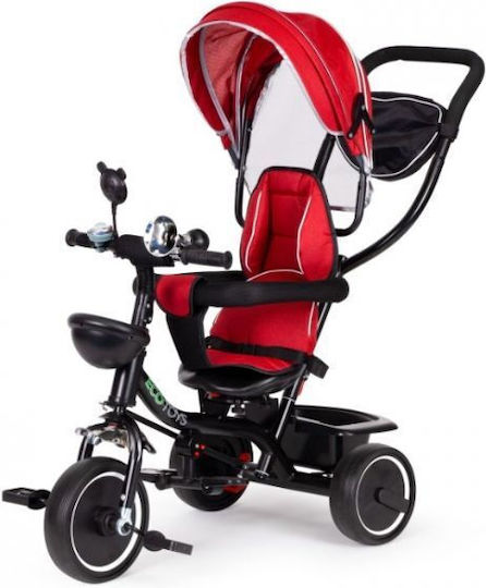 Ecotoys Tricicletă Pentru Copii Transformabilă cu Mâner Pentru Părinți 3 în 1 Pentru 1-5 Ani Roșie