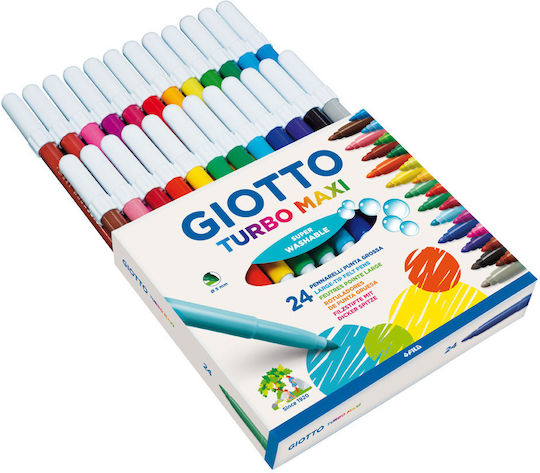 Giotto Turbo Drawing Markers 5mm Thick Thin Set 24 Colours