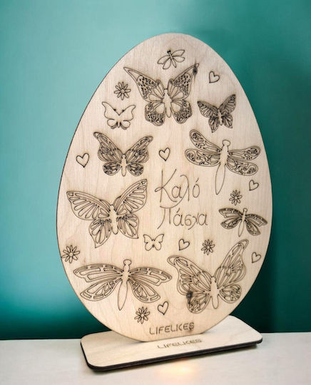 Wooden Easter Egg with Butterfly Base