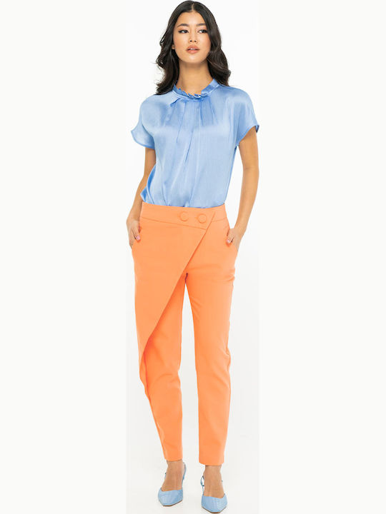Vanessa Pantaloni Dama Tesatura Tapered Linie Portocalii