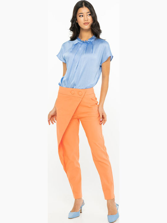 Vanessa Pantaloni Dama Tesatura Tapered Linie Portocalii
