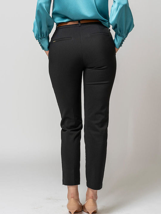 Triana Pantaloni Dama Din Țesătură În Linie Tapered Negru