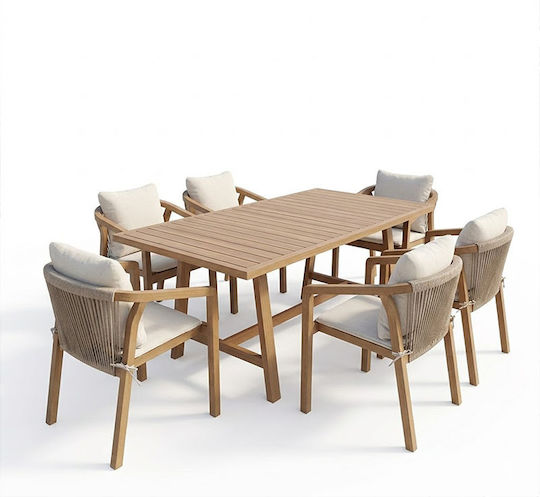 Garten- und Outdoor-Möbelset Typsatz Speisesaal 7 Stück Massives Akazienholz mit Kissen Garten- und Outdoor-Möbelset Typsatz Speisesaal 7 Stück Massives Akazienholz mit Kissen