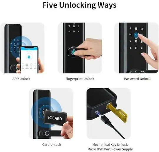 Încuietoare Electronică Culoare Negru cu Conectivitate Wi-Fi
