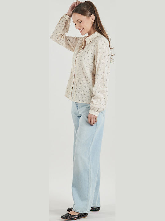 Long Sleeve Women's Beige Shirt