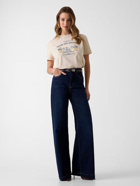 Women's T-shirt Floral Beige