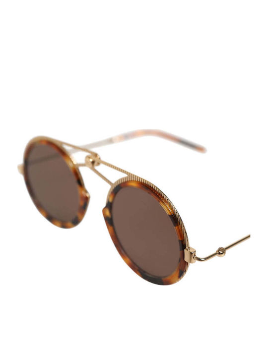 Dolce & Gabbana Унисекс Слънчеви Очила с Кафяв Костенурков Рамка и Златни Лещи GLA1436