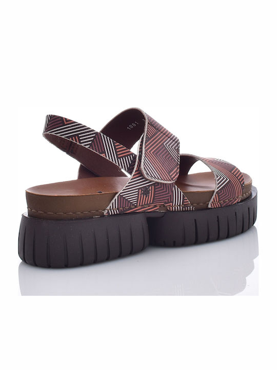 Leder Flache Damen Sandalen Braun