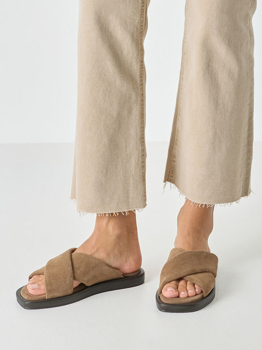 Damen Flache Sandalen Braun
