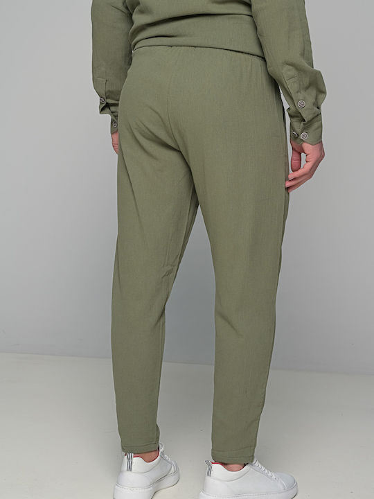 Venezia Venezia Trousers Set in Straight Leg Style Khaki