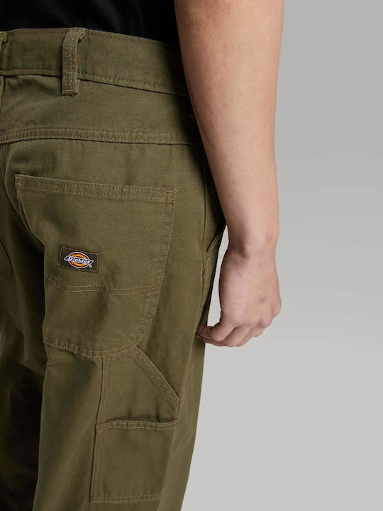 Canvas Carpenter Trousers in Loose Fit Khaki