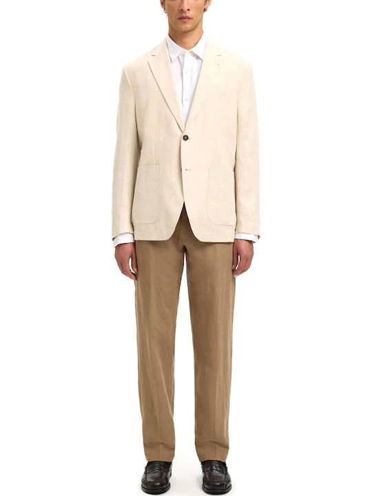 Kylian Long Sleeve Linen Shirt in Regular Fit White