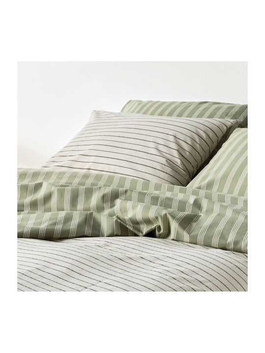 Kentia Arlo Single Cotton Coverlets Set Green-Beige 160x240cm