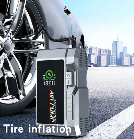 Portable Car Battery Starter with Power Bank Pump Flashlight 12V