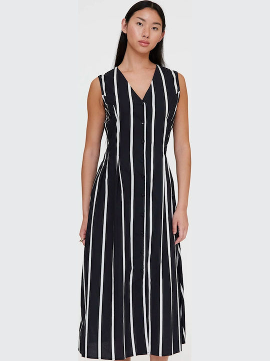 Summer Midi Shirt Dress Black White