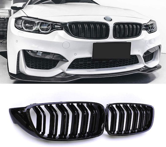 Капаци За Огледала На Двойна Бъбрековидна Решетка M Batman Стил Подходящи За Bmw Серия 4 F32 F33 F36 2013-2017 Черен Гланц