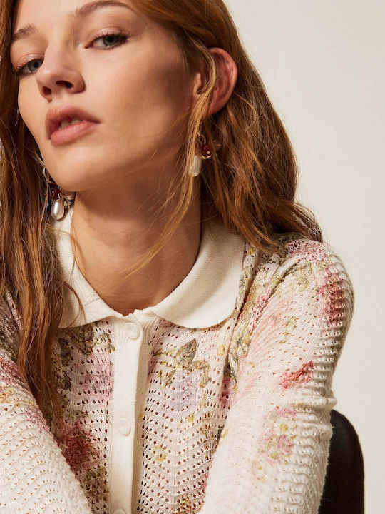 Long Sleeve Women's Linen Shirt Floral