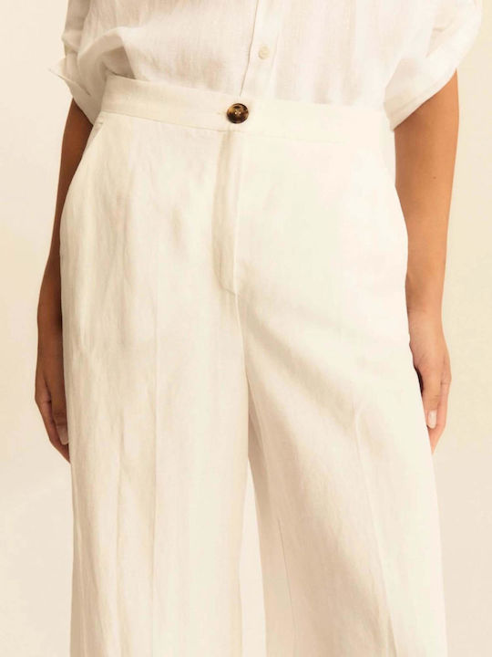 Damen Leinenhose Weiß