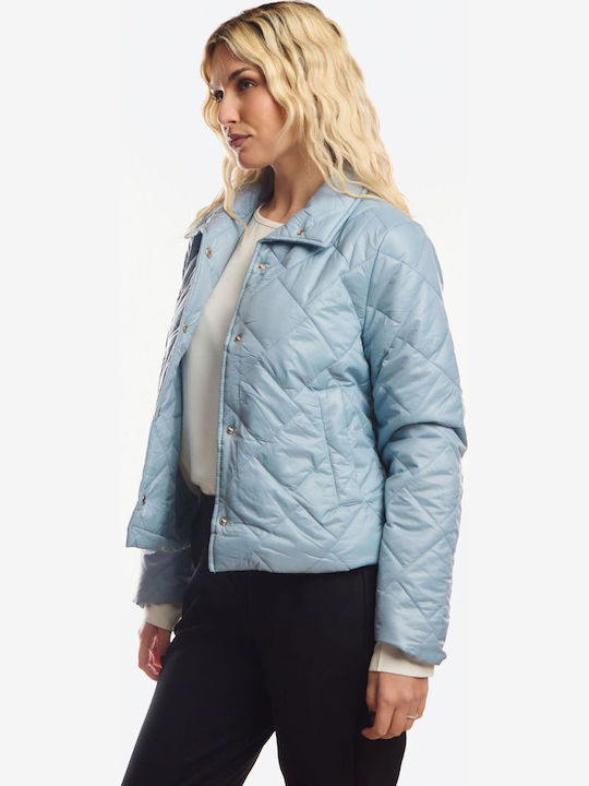 Kurze Damenjacke Für Frühling - Herbst Hellblau