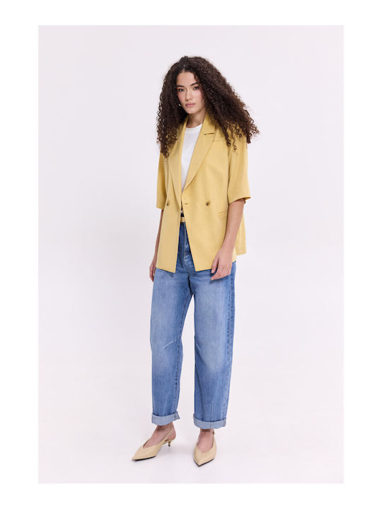 Donna Martha Women's Yellow Blazer 26556-1-KITRINO
