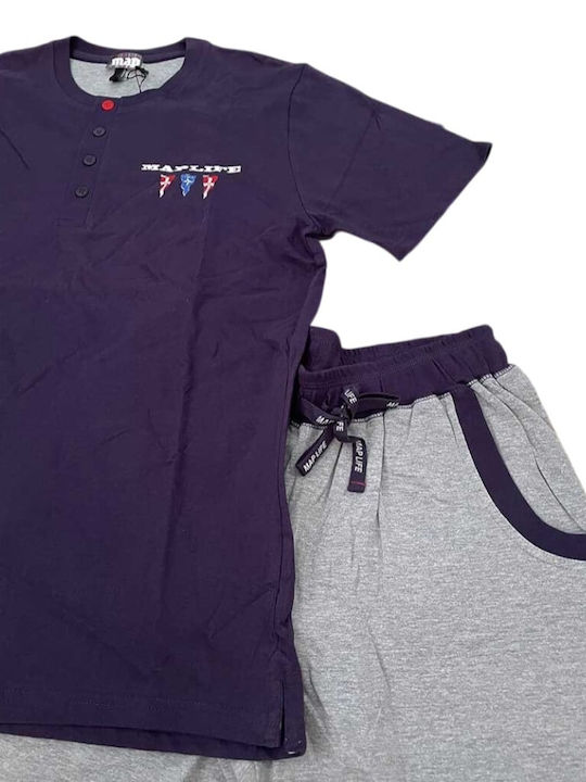 Sommer Herrenpyjama Bluse Dunkelblau