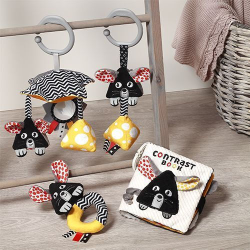 Babyono Hängendes Babyspielzeug für Kinderbett und Kinderwagen Maus für Neugeborene