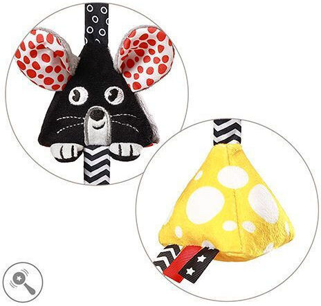 Babyono Hängendes Babyspielzeug für Kinderbett und Kinderwagen Maus für Neugeborene
