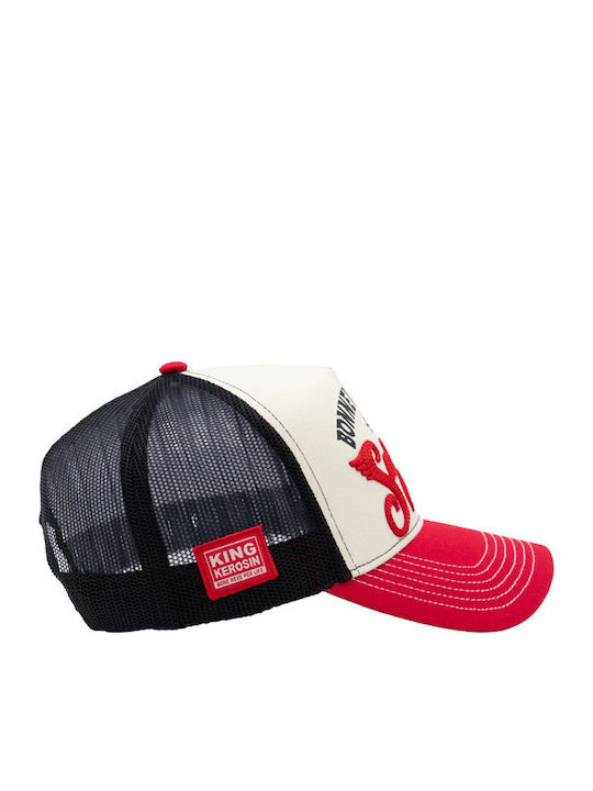 King Kerosin Καπέλο Salt Lake Trucker Cap Red Offwhite
