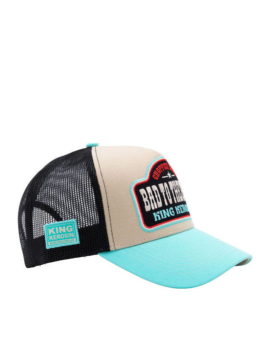 King Kerosin Καπέλο Bad To Bone Trucker Cap Turquoise Ecru