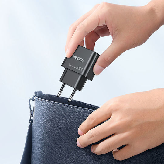 Yesido Yesido GaN Handyladegerät mit USB-C Ausgangsanschluss 25W Stromlieferung Schwarz (YC62)