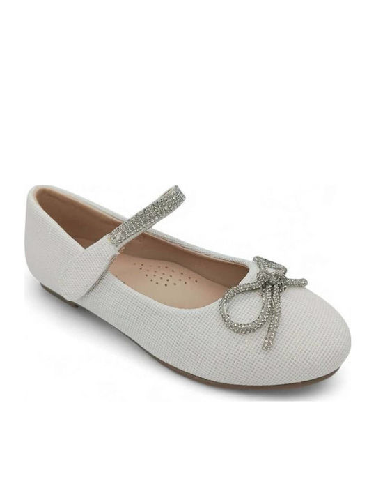 Kids Anatomic Ballerinas with Hoop & Loop Closure White